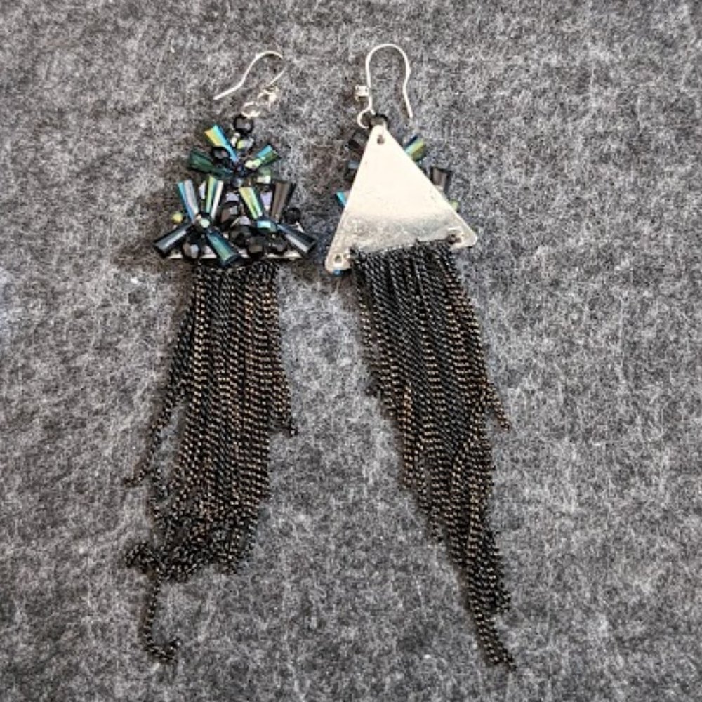 Beaded & Chain Dangle Earrings